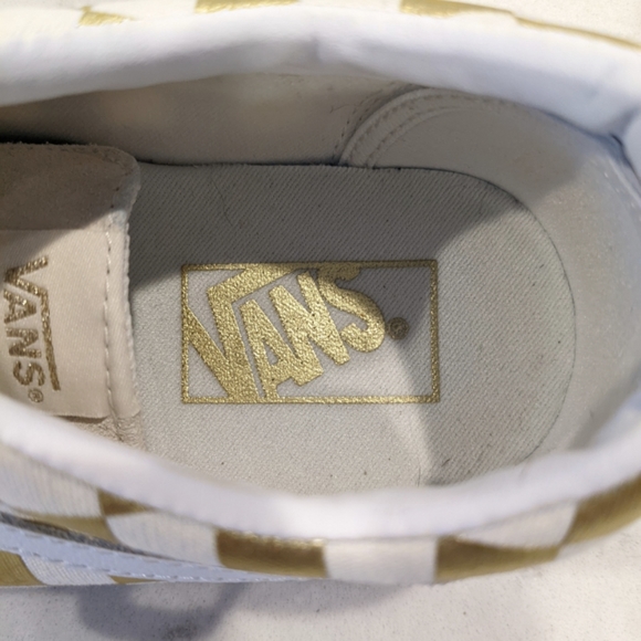 Vans Gold and Cream Checkered Shoes - Picture 5 of 7